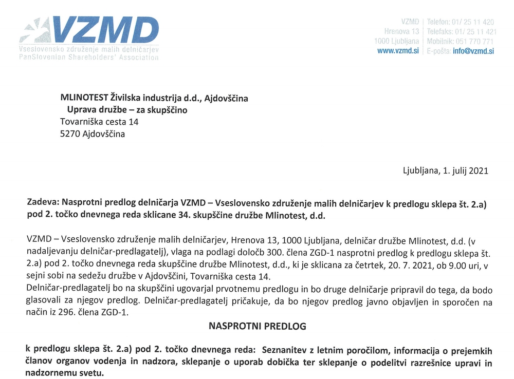 Nasprotni predolg MLINOTEST