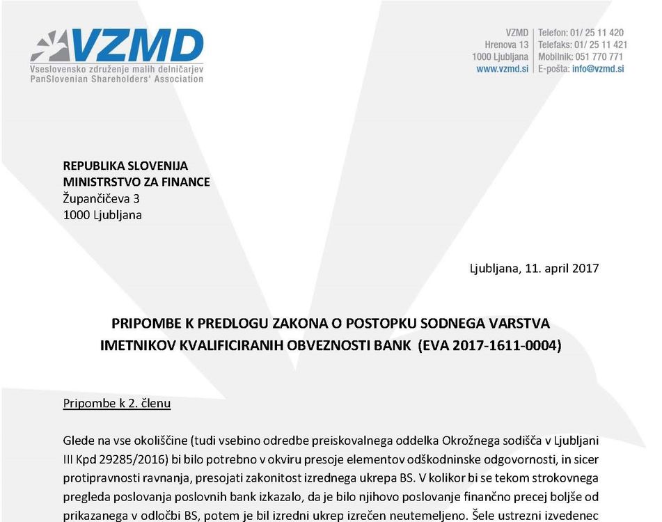 PRIPOMBE VZMD K PREDLOGU ZAKONA Page 1