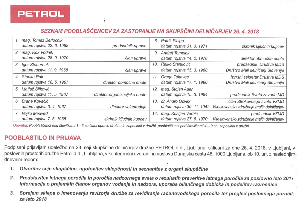 Petrol pooblastilo 24 4 2018