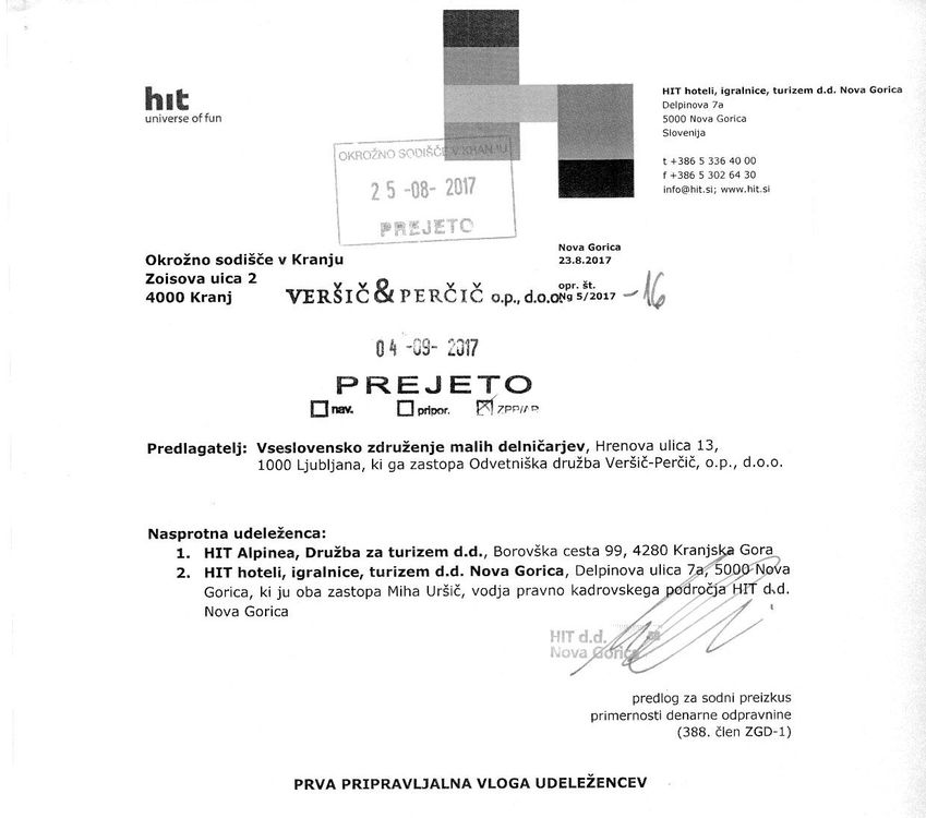 Prva pripravljalna vloga udeležencev HIT ALPINEA VZMD Page 1