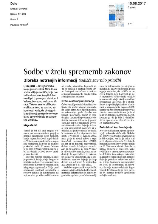 Sodbe v Zrelu sprememb zakonov