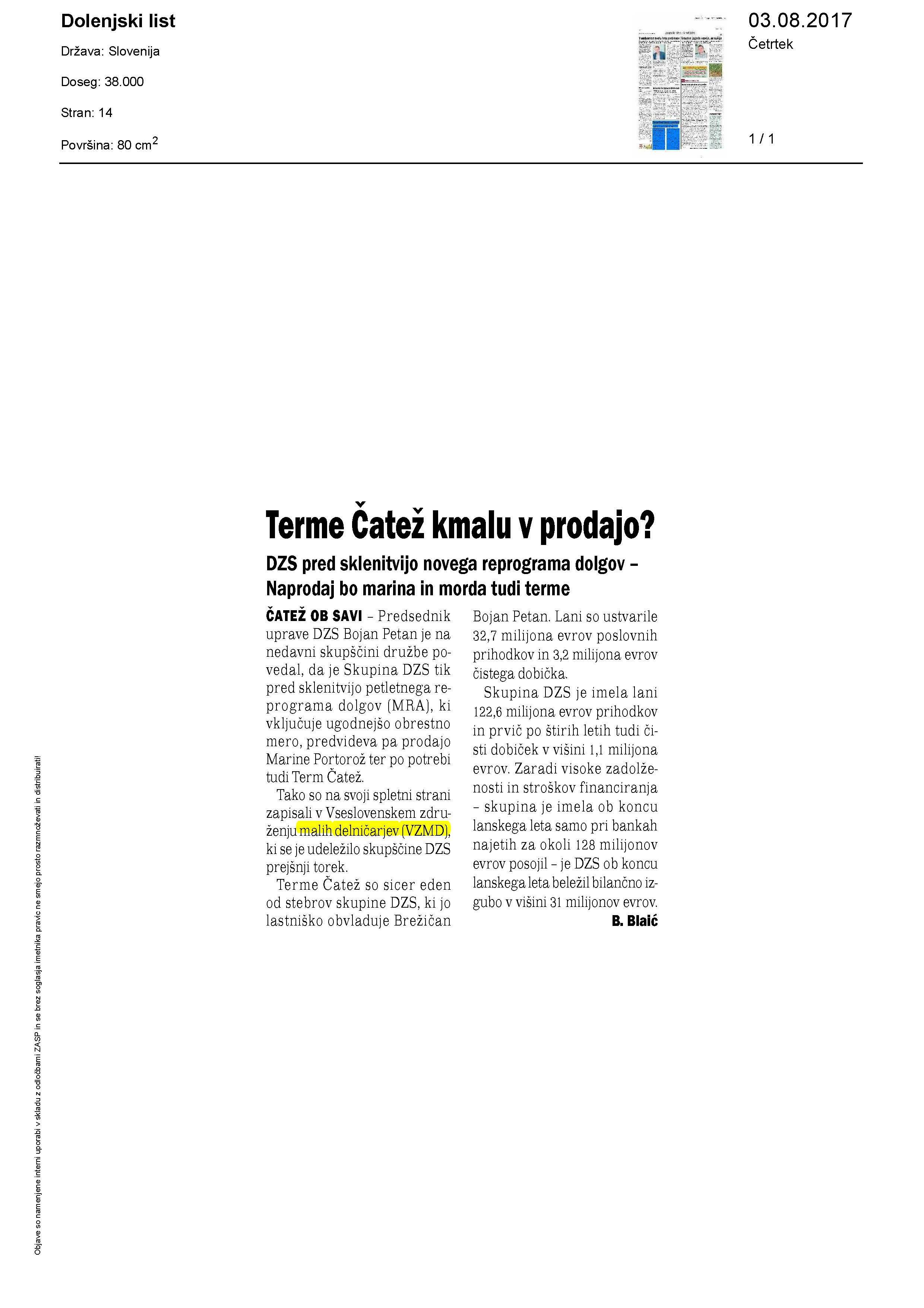Terme Catez kmalu v prodajo 