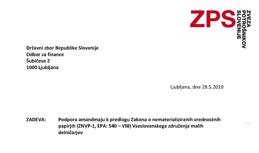 ZPS dopis Odboru za finance DZ nadomestni trgovalni računi Page 1