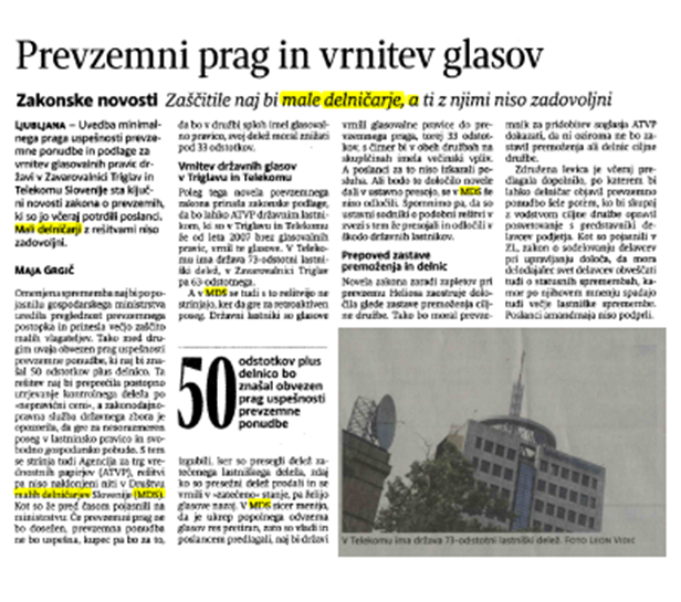 prevzemni prag in vrnitev glasov